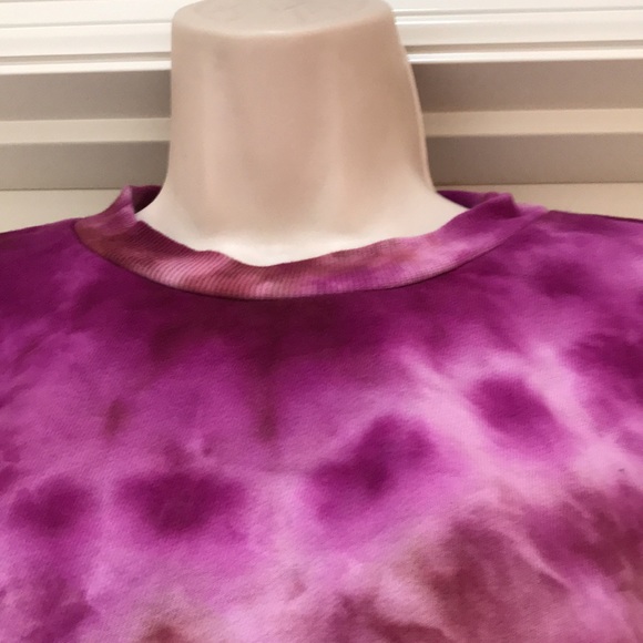 EUC Like New Dip Tie Dye French Terry Cropped Top Size L - Picture 2 of 6